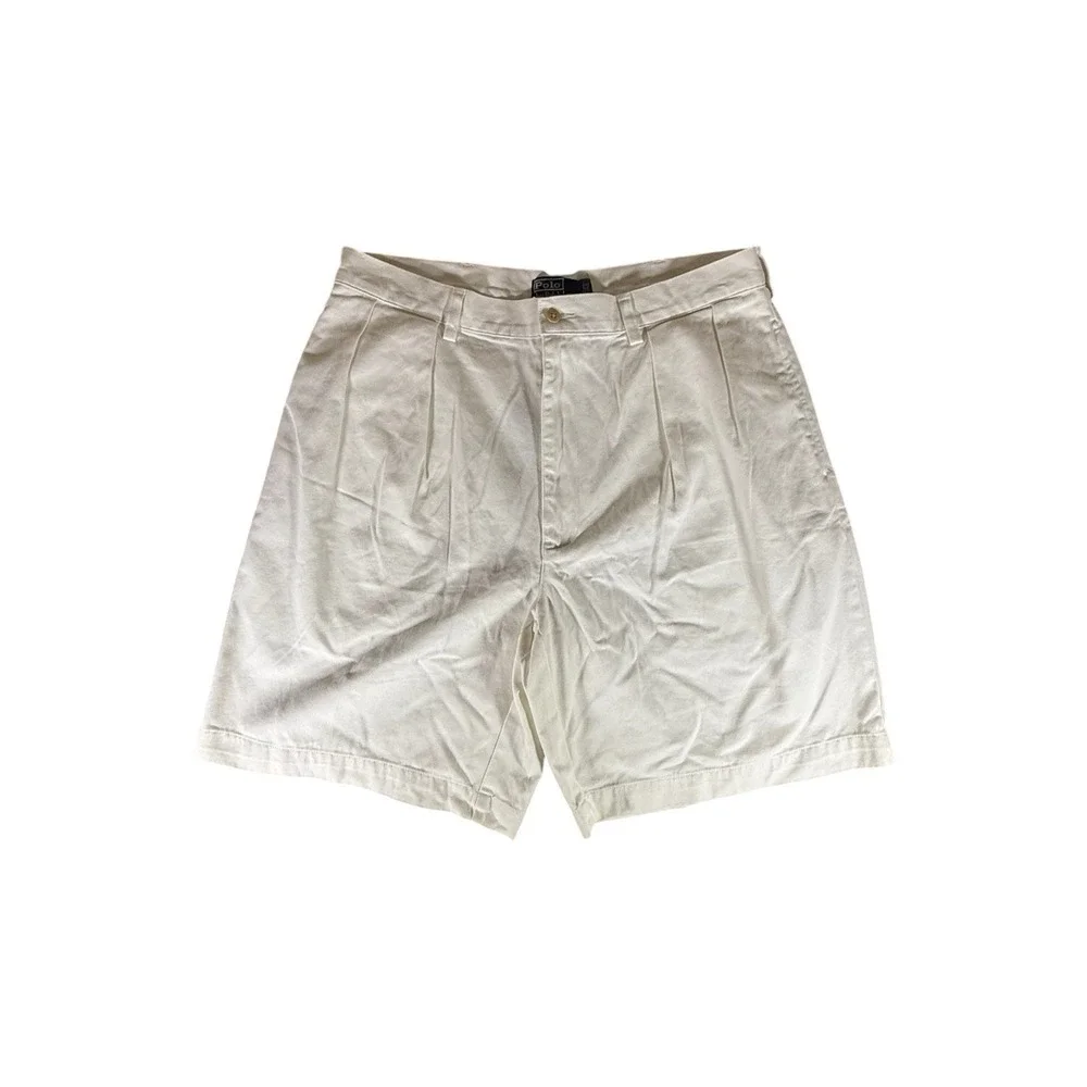 VINTAGE Polo Ralph Lauren Tyler Shorts Size 36 White 9 Inch Preppy Mens